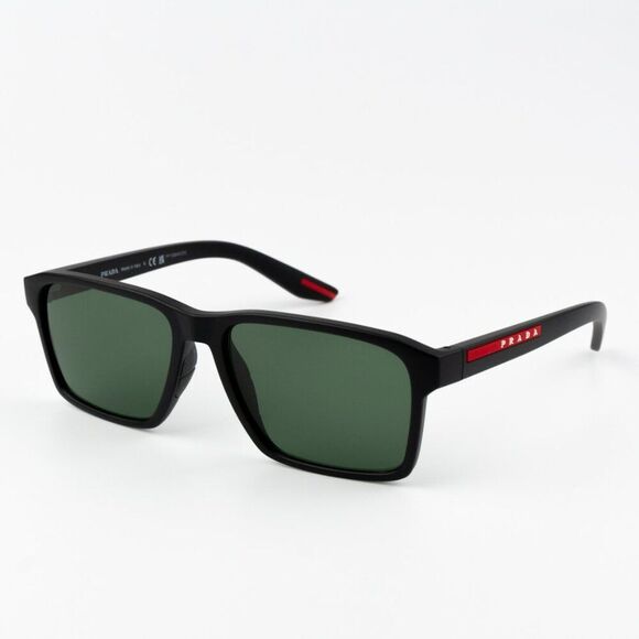NEW Prada Linea Rossa PS05YS DG006U Black Rubber Tuning Green Rectangle Unisex - Picture 1 of 9